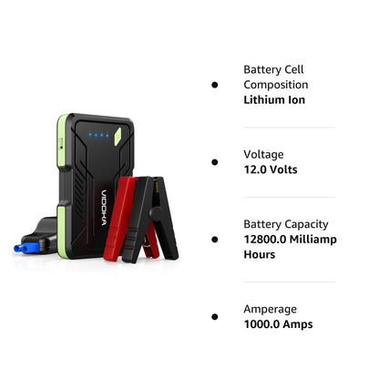 1000-Amp 12-Volt Portable Car Battery Jump Starter in Green