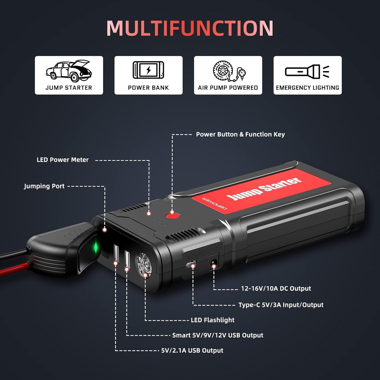 2750-Amp 12-Volt Portable Car Battery Jump Starter