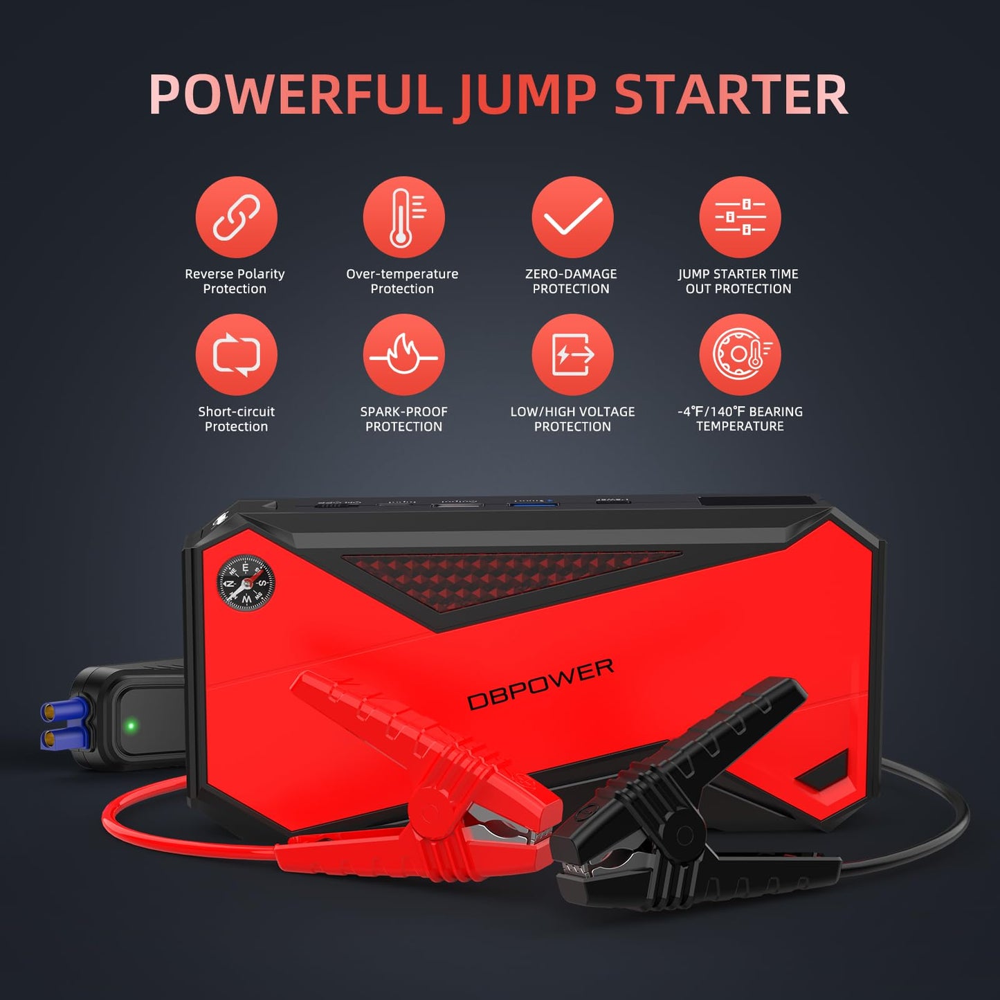 800-Amp 12-Volt Portable Car Battery Jump Starter in Red