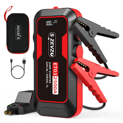 2500-Amp 12-Volt Portable Car Battery Jump Starter in Red