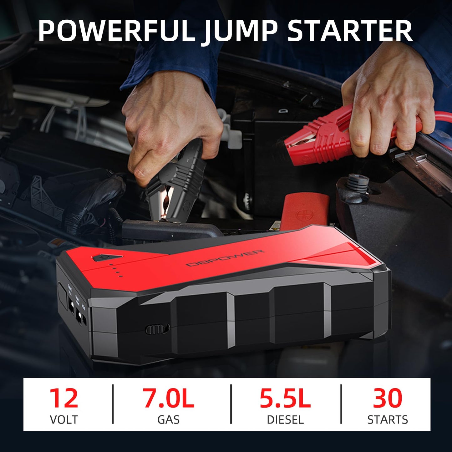 1000-Amp 12-Volt Portable Car Battery Jump Starter in Red