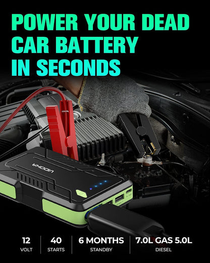 1000-Amp 12-Volt Portable Car Battery Jump Starter in Green