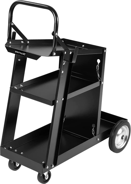 3 Tiers Steel Welding Cart ldeal for Welders and Plasma Cutters