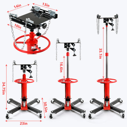 1100 LBS. 0.5 Tons Hydraulic Transmission Jack Floor Jack Stand with Foot Pedal and 360° Swivel Wheel