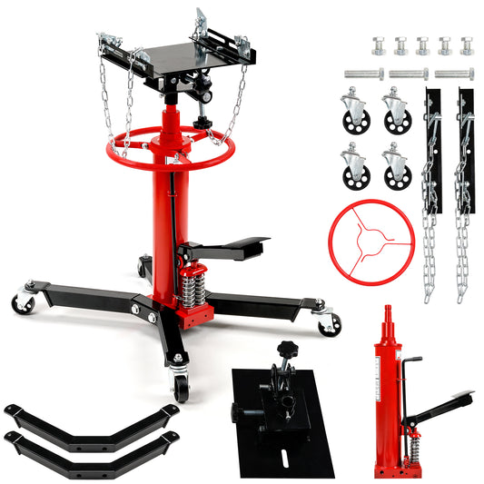 1300 LBS. 0.6 Tons Hydraulic Transmission Jack Floor Jack Stand with Foot Pedal and 360° Swivel Wheel