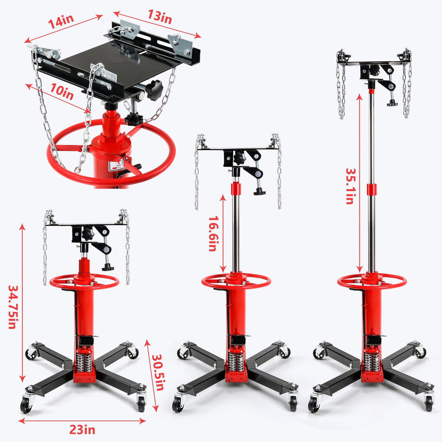 1300 LBS. 0.6 Tons Hydraulic Transmission Jack Floor Jack Stand with Foot Pedal and 360° Swivel Wheel